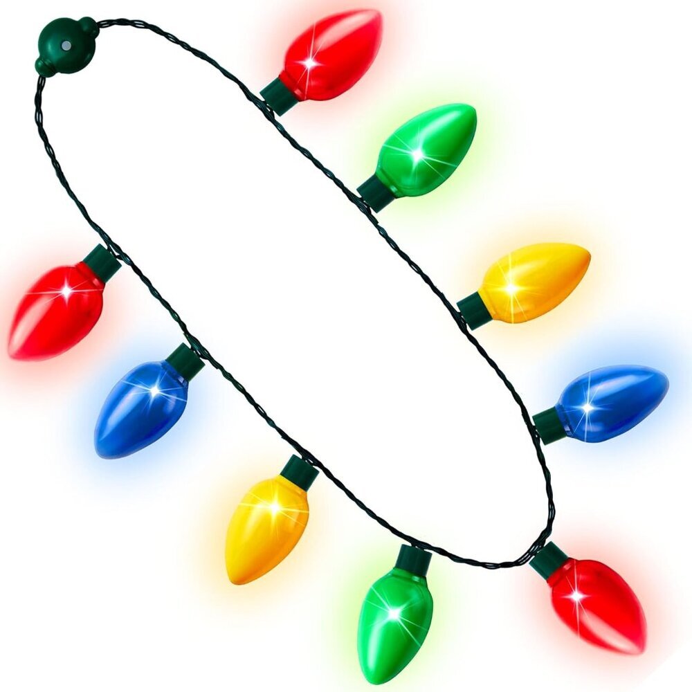9 Packs Christmas Necklace LED Light Up Necklaces 9 Bulbs LED Holiday Party Favo